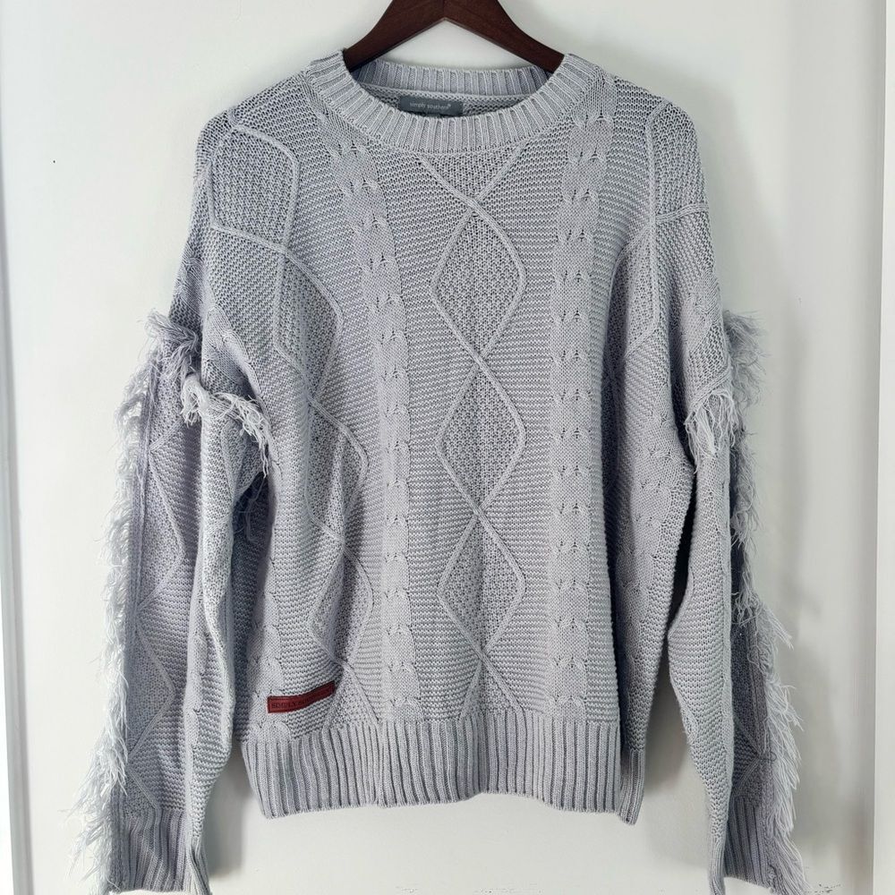 Simply Southern Light Gray Cable Knit Sweater XXL